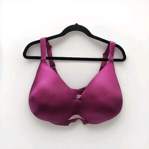 CACIQUE Magenta Pink Satin Bra Size 44H Full Coverage T Shirt Bra Everyday